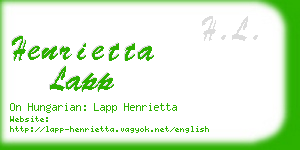 henrietta lapp business card